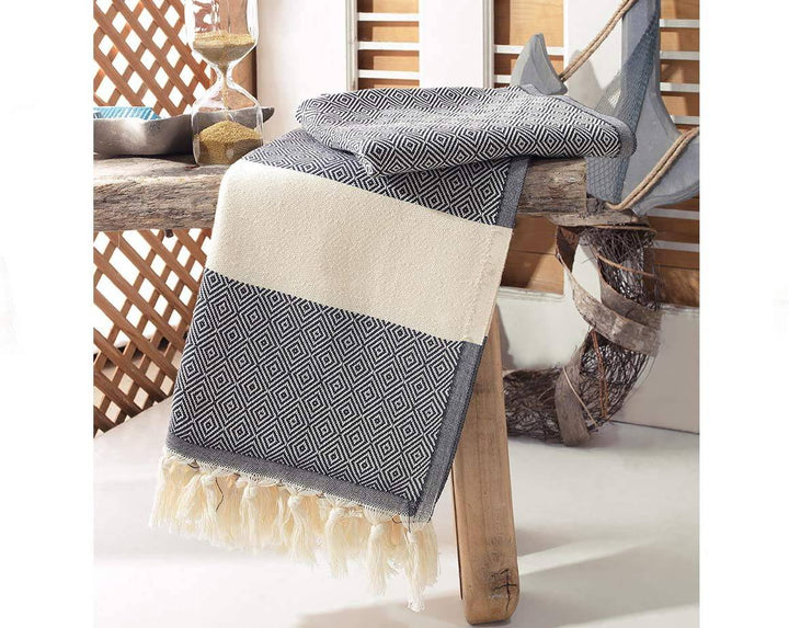 Die Caprie Turkish Towel 100% Cotton Peshtemal Bath Towel 39x78 Thin Lightweight Travel Camping Bath Sauna Beach Gym Pool Blanket Gift Quick Dry Towels (Bath Towel, Blue) - Hammam Linen