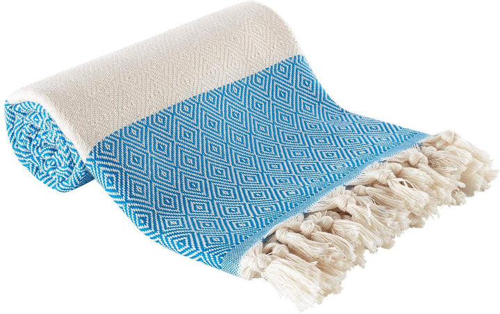 Die Caprie Turkish Towel 100% Cotton Peshtemal Bath Towel 39x78 Thin Lightweight Travel Camping Bath Sauna Beach Gym Pool Blanket Gift Quick Dry Towels (Bath Towel, Blue) - Hammam Linen